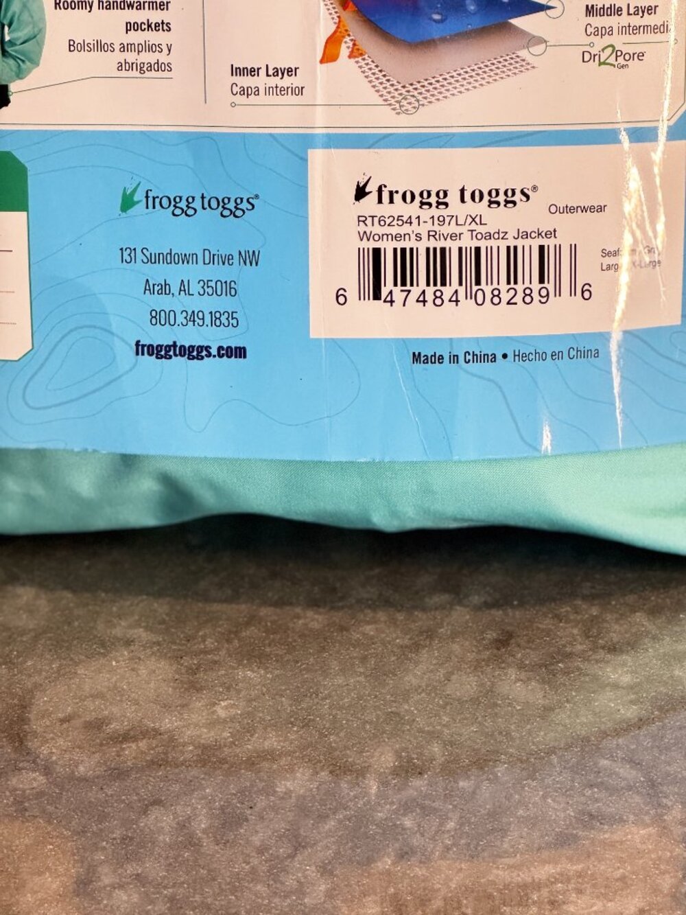 Frogg Toggs BRAND NEW Womens River Toadz Pack Jacket Rain Coat NWT L/XL - Picture 9 of 10